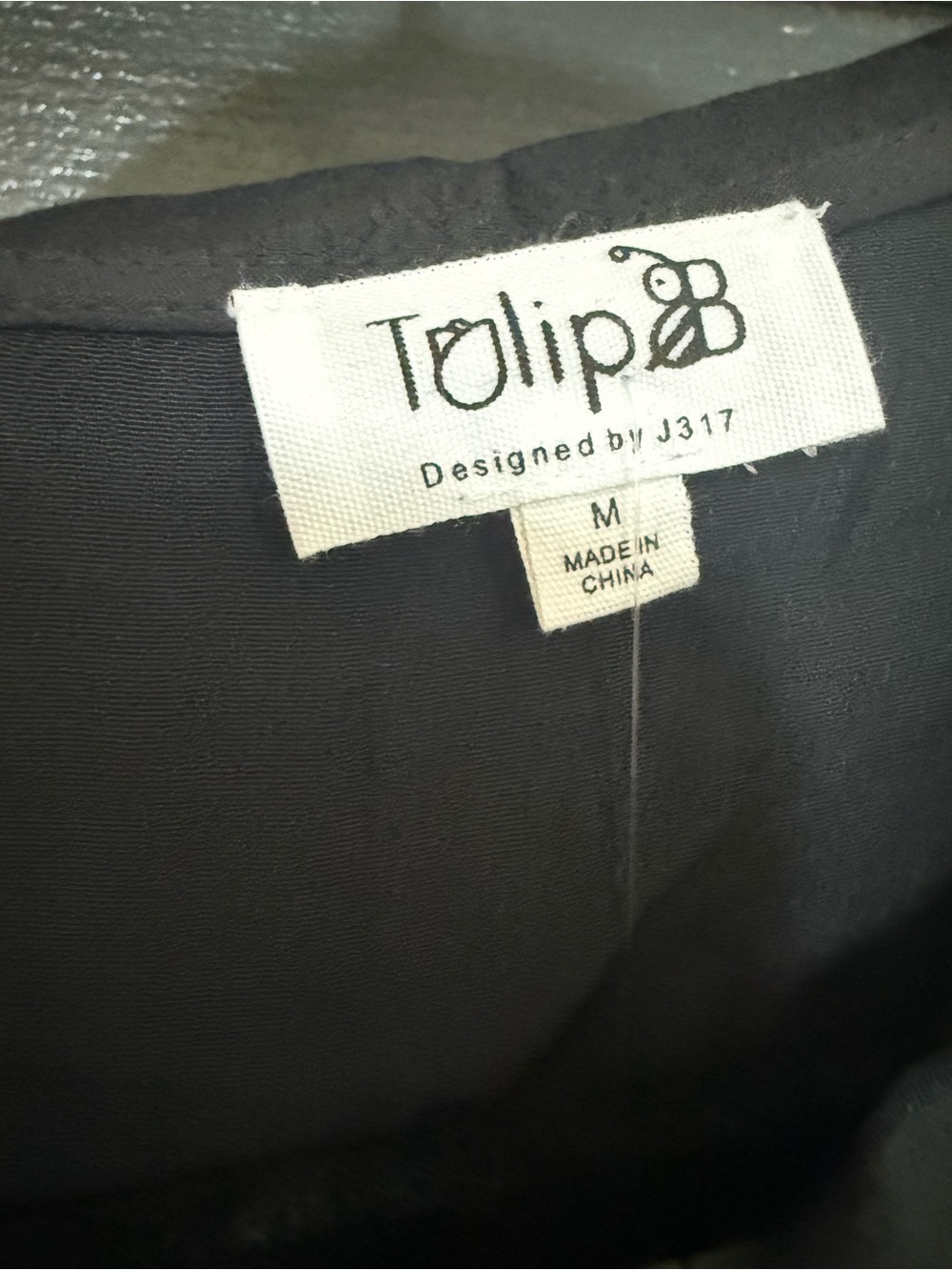 New Tulip B Black Button-Front Blouse with White Trim - Picture 3 of 3